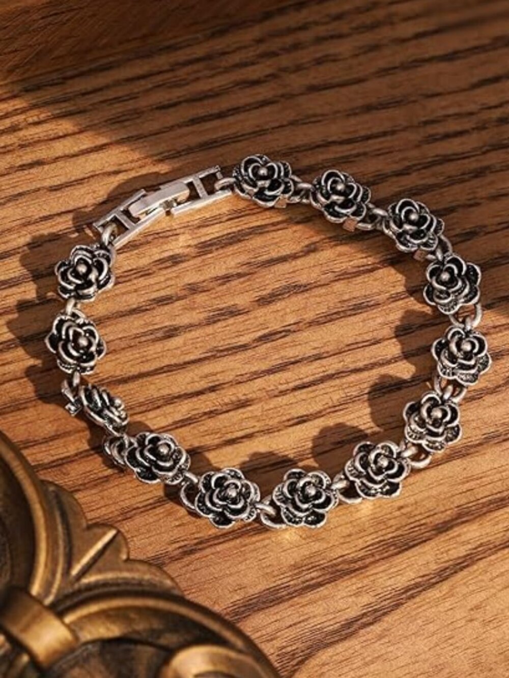 BRAND NEW Vintage Flower Rose Link Chain Bracelet